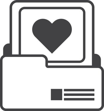 Zarf ve kalp illüstrasyonları arka planda en az düzeyde izole edilmiş