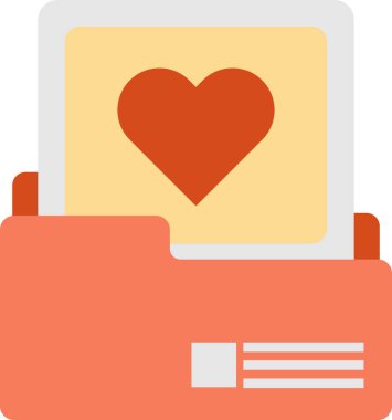 Zarf ve kalp illüstrasyonları arka planda en az düzeyde izole edilmiş