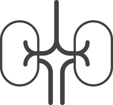 Arka planda izole edilmiş minimal şekilde böbrek illüstrasyonu