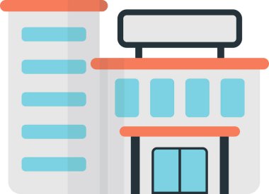 Arkaplanda asgari düzeyde hastane binası illüstrasyonu izole edildi