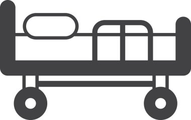 Hasta yatak illüstrasyonu arka planda asgari düzeyde izole edilmiş