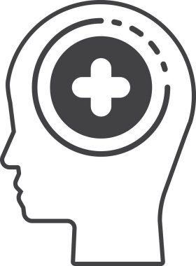 arka planda izole edilmiş minimal beyin illüstrasyonu