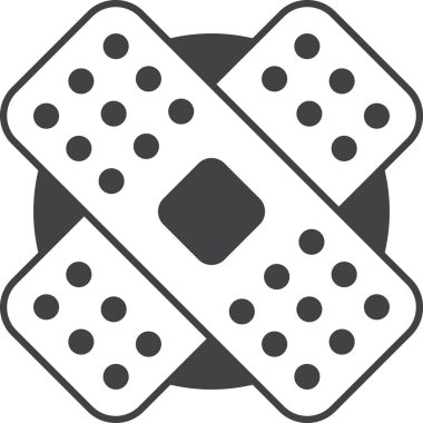 Arka planda izole edilmiş asgari biçimdeki bandaj çizimi