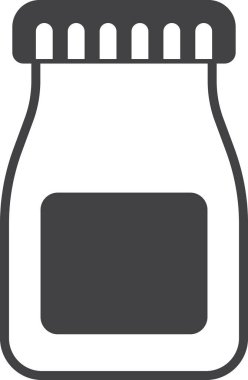 Arka planda izole edilmiş asgari tarzda ilaç şişesi illüstrasyonu