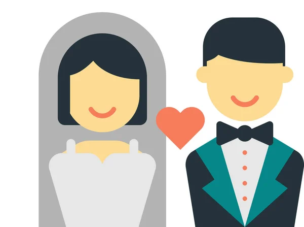 Illustrazione Sposa Sposo Stile Minimale Isolato Sfondo — Vettoriale Stock