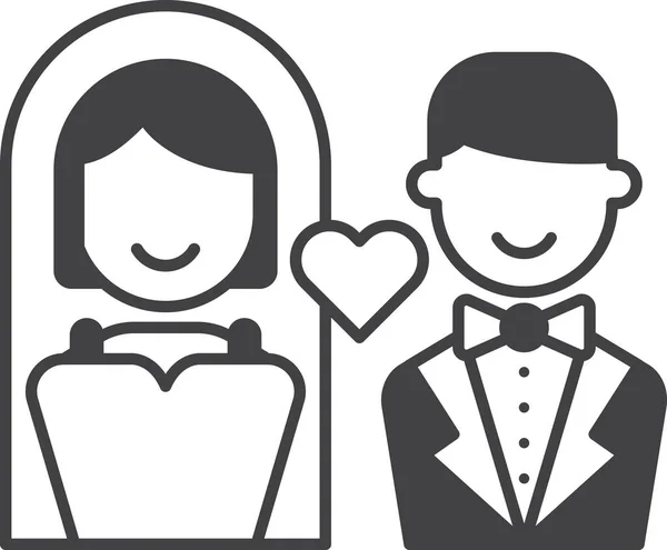 Illustrazione Sposa Sposo Stile Minimale Isolato Sfondo — Vettoriale Stock