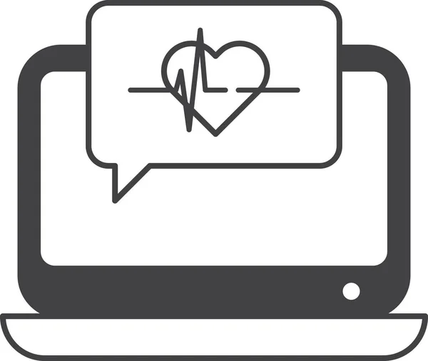 Arkaplanda Minimal Biçimde Izole Edilmiş Dizüstü Bilgisayar Kalp Çizimi — Stok Vektör