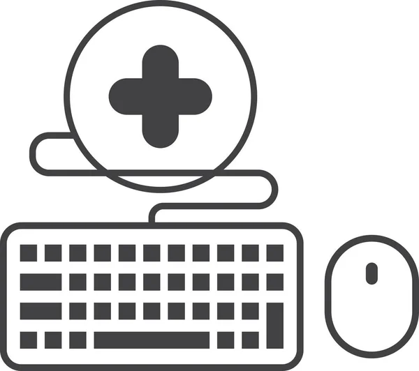 Keyboard Hospital Symbols Illustration Minimal Style Isolated Background — Stock Vector