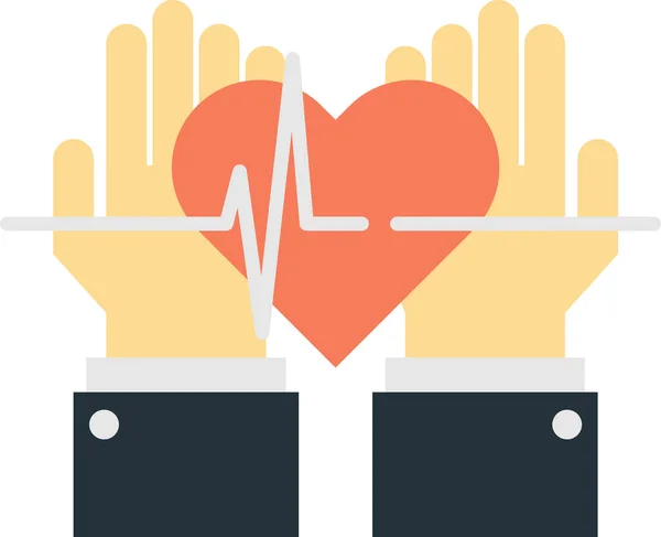 Hand Heart Illustration Minimal Style Isolated Background — Stock Vector
