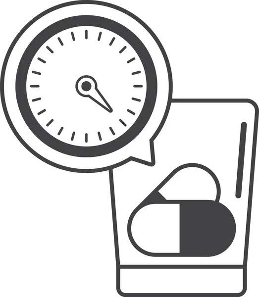 Pills Clock Illustration Minimal Style Isolated Background — Stock Vector