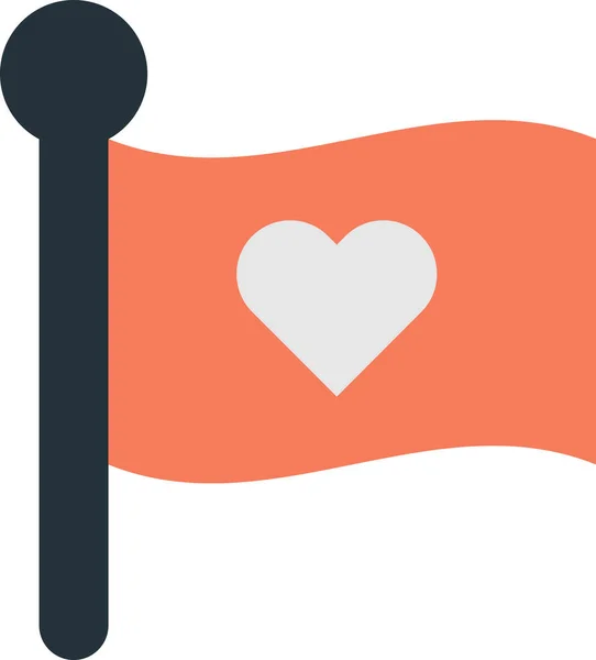 Flagga Och Hjärta Illustration Minimal Stil Isolerad Bakgrund — Stock vektor