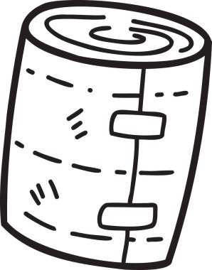 Arka planda el yapımı sargı bezi çizimi izole edilmiş.