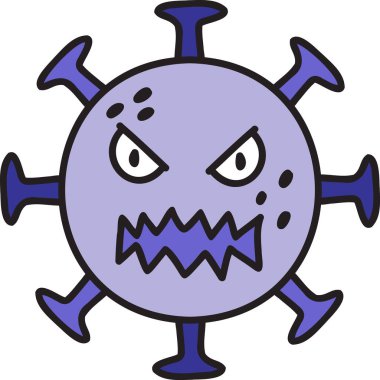 El Çizimi çizgi film virüs çizimi arka planda izole edildi