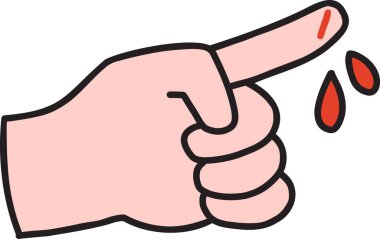 El çizimi kanayan parmak çizimi arka planda izole