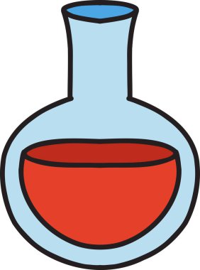 El çizimi, arka planda izole edilmiş kimyasal şişe çizimi