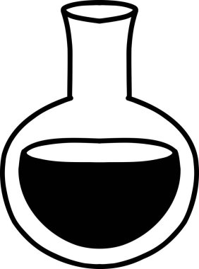 El çizimi, arka planda izole edilmiş kimyasal şişe çizimi