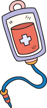 El yapımı kan torbası ve kan bağışı örnekleri arka planda izole edilmiş.