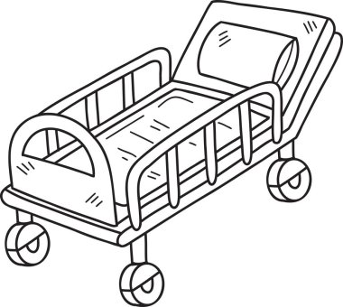 El çizimi hasta yatak illüstrasyonu arka planda izole