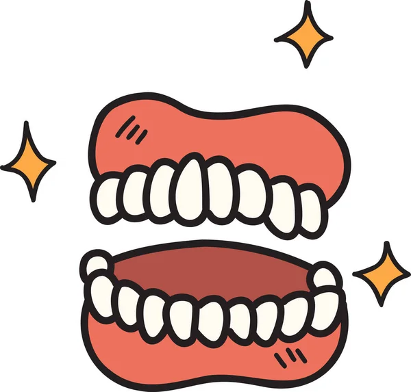 Handgezeichnete Zähne Und Zahnfleisch Illustration Isoliert Auf Dem Hintergrund — Stockvektor
