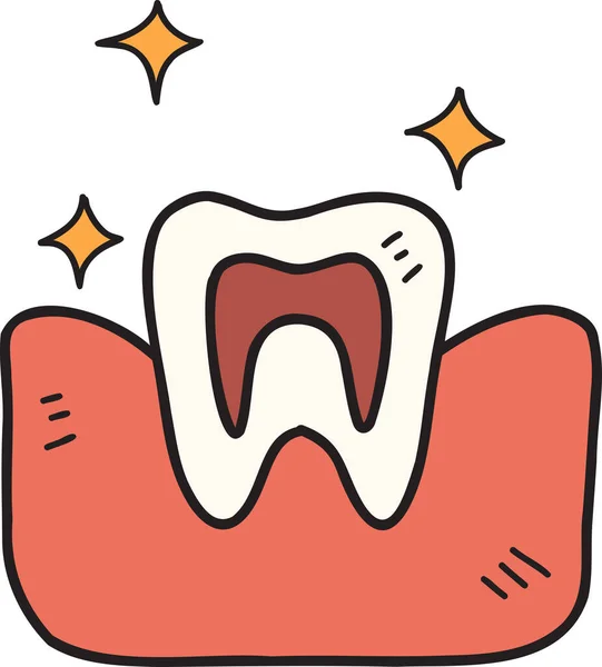 Handgezeichnete Zähne Und Zahnfleisch Illustration Isoliert Auf Dem Hintergrund — Stockvektor