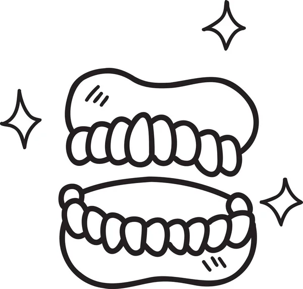 Ręcznie Rysowane Zęby Dziąsła Ilustracja Izolowane Tle — Wektor stockowy