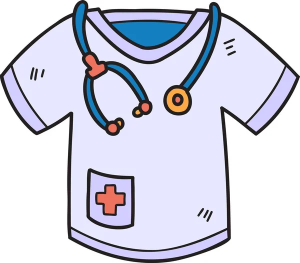Hand Drawn Doctor Uniform Shirt Illustration Isolated Background — Stock Vector