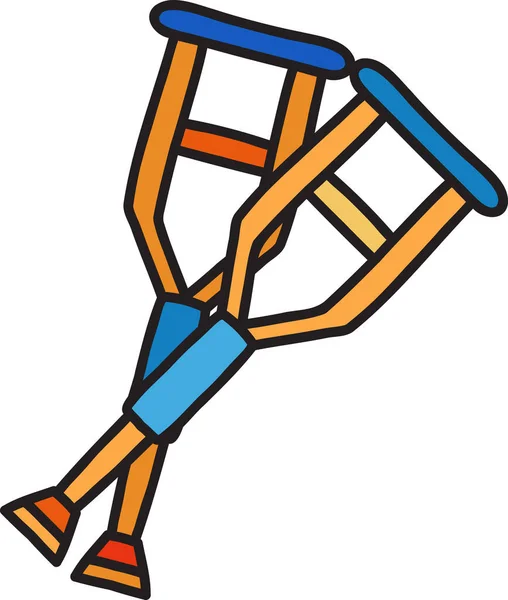 背景に描かれた手描きの松葉杖イラスト — ストックベクタ