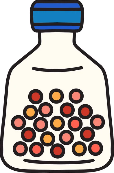 Ręcznie Rysowane Tabletki Butelki Lekami Ilustracji Izolowane Tle — Wektor stockowy