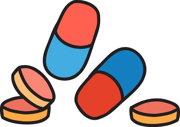 Handgezeichnete Kapsel Pille Illustration Isoliert Auf Dem Hintergrund — Stockvektor