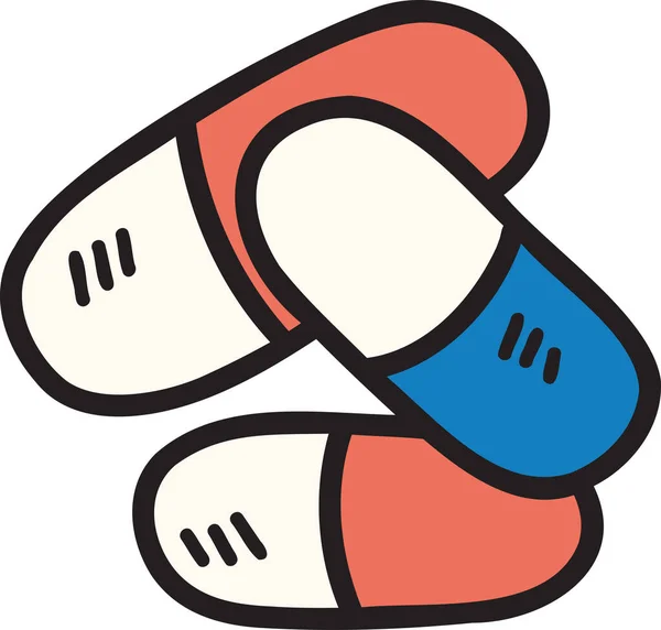Handgezeichnete Kapsel Pille Illustration Isoliert Auf Dem Hintergrund — Stockvektor