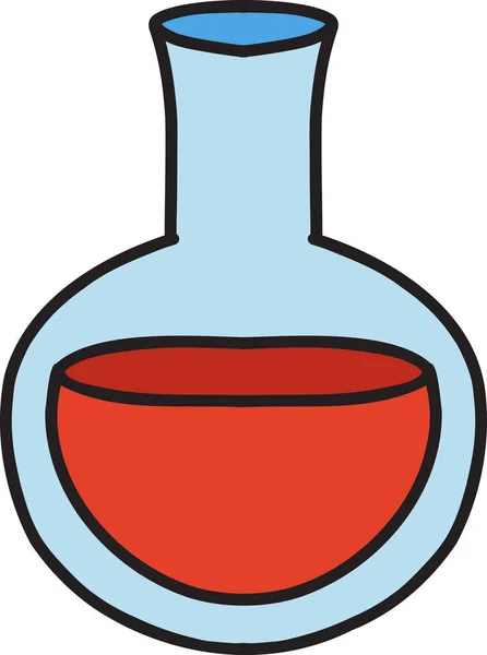 Ilustración Botella Química Redonda Dibujada Mano Aislada Sobre Fondo — Vector de stock