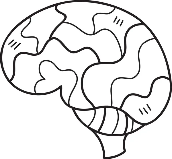 Illustration Cérébrale Dessinée Main Isolée Sur Fond — Image vectorielle