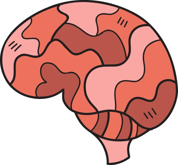 Illustration Cérébrale Dessinée Main Isolée Sur Fond — Image vectorielle
