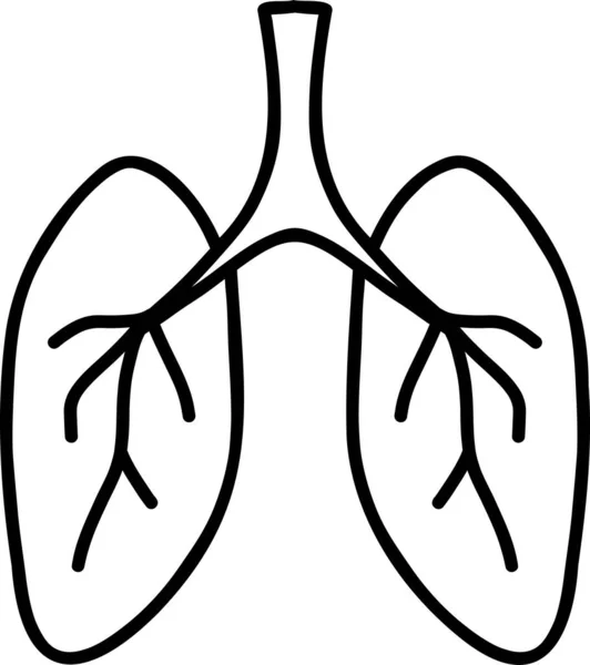 Ilustración Pulmonar Dibujada Mano Aislada Sobre Fondo — Vector de stock