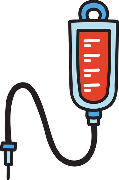 Handdrawn Blood Bag Illustrazione Donazione Sangue Isolato Sfondo — Vettoriale Stock