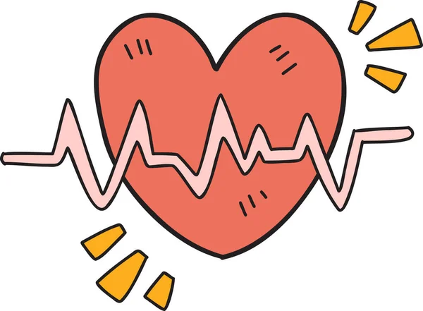 Çizimi Kalp Nabız Çizimi Arka Planda Izole — Stok Vektör