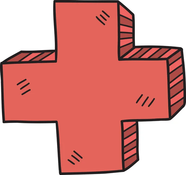 Handgezeichnetes Pluszeichen Für Krankenhaus Illustration Isoliert Auf Hintergrund — Stockvektor