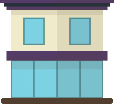 Arka planda izole edilmiş en az biçimdeki iki katlı bina çizimi