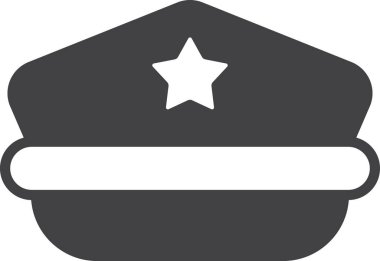 Polis şapkası ve yıldız illüstrasyonu arka planda asgari düzeyde izole edilmiş