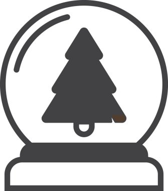 Yuvarlak cam bir resimdeki Noel ağacı arka planda izole edilmiş minimal bir şekilde gösterilmiştir