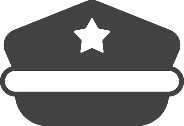 Police Hat Stars Illustration Minimal Style Isolated Background — Stock Vector