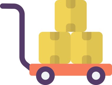 El arabaları ve paketler arka planda izole edilmiş en az biçimdeki resimleme