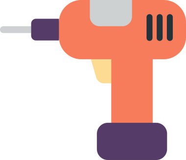 Arka planda izole edilmiş asgari biçimdeki elektrikli matkap illüstrasyonu