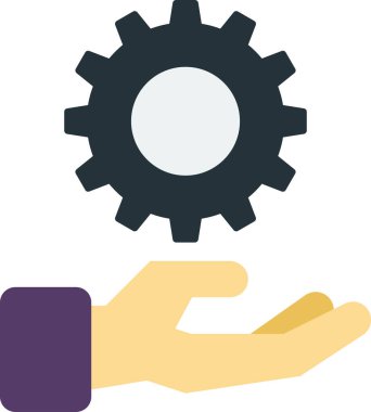 Arka planda izole edilmiş el ve dişli illüstrasyonları