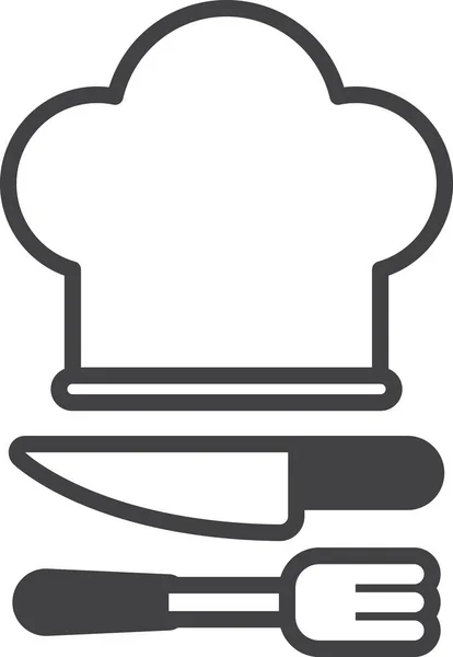 Cuchillo Con Espátula Sombrero Chef Ilustración Estilo Minimalista Aislado Sobre — Vector de stock