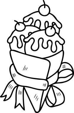 El yapımı vanilyalı dondurma külahı çizimi arka planda izole edildi