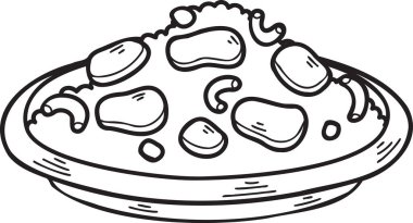 El yapımı Kızarmış Pirinç Çin ve Japon yemek çizimleri arka planda izole edilmiş.