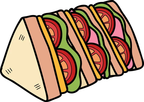 Yapımı Sandviç Dilimlenmiş Arkaplanda Izole Edilmiş — Stok Vektör