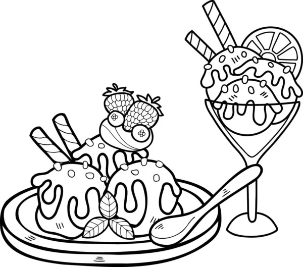 背景上孤立的手绘巧克力和石灰冰淇淋插图 — 图库矢量图片