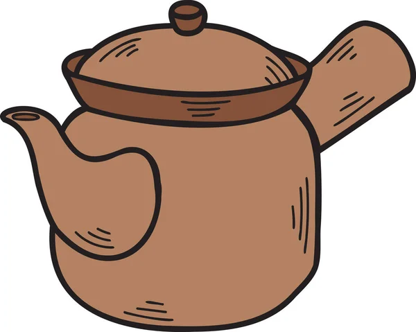 Yapımı Çaydanlık Çin Japon Yemek Çizimleri Arka Planda Izole Edilmiş — Stok Vektör